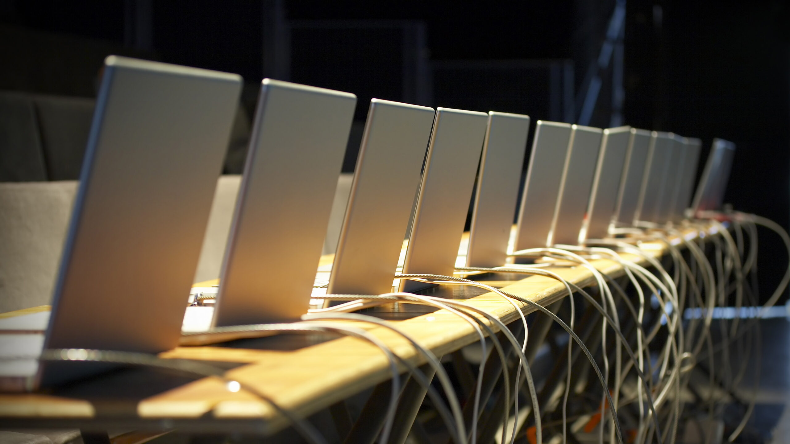 Business conference with laptops